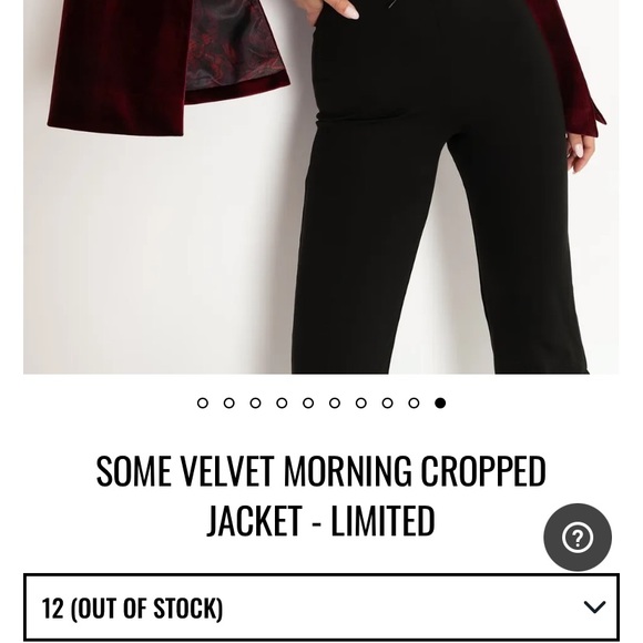 Blackmilk “SOME VELVET MORNING CROPPED JACKET - LIMITED” Size 8 US/12 AUST NWT - Picture 3 of 16